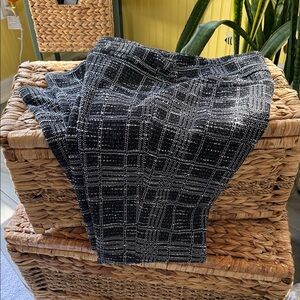 Black and White Tweed Elastic Waist Trouser